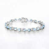 11.10 Carat Genuine Blue Topaz and White Diamond .925 Sterling Silver Bracelet