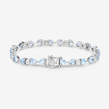 11.10 Carat Genuine Blue Topaz and White Diamond .925 Sterling Silver Bracelet