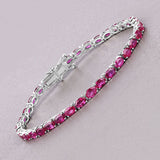 9.18 Carat Genuine Ruby 10K White Gold Bracelet