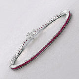 4.44 Carat Genuine Ruby .925 Sterling Silver Bracelet
