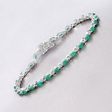 3.24 Carat Genuine Zambian Emerald .925 Sterling Silver Bracelet