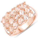 18K Rose Gold Plated 3.30 Carat Genuine Morganite .925 Sterling Silver Ring