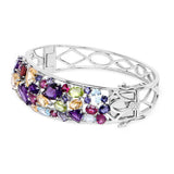 21.17 Carat Genuine Multi Stones .925 Sterling Silver Bangle