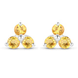 0.72 Carat Genuine Yellow Sapphire .925 Sterling Silver Earrings