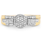 14K Yellow Gold Plated 0.30 Carat Genuine White Diamond .925 Sterling Silver Ring