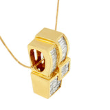 14K Yellow Gold 1 1/2 cttw Princess and Baguette Cut Diamond Geometric Pendant Necklace (H-I Color, VS1-VS2 Clarity)