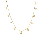 14k Yellow Gold Necklace with Round Diamond Charms