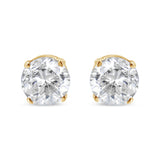 AGS Certified 14K Yellow Gold 1/2 Cttw 4 Prong Set Brilliant Round-Cut Solitaire Diamond Push Back Stud Earrings (O-P, Color, SI2-I1 Clarity)