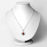 1.63 Carat Genuine Hessonite and White Diamond 18K Yellow Gold with .925 Sterling Silver Pendant