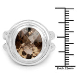 6.59 Carat Genuine Smoky Quartz .925 Sterling Silver Ring
