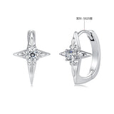 925 Sterling Silver White Gold Plated CZ Pavé 1.5 x 1.0 cm Hoop Earrings for Women