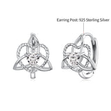 925 Sterling Silver White Gold Plated Pavé CZ 1.5x1.2cm Hoop Earrings for Women