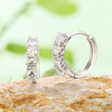 925 Sterling Silver White Gold Plated 0.1ct Moissanite 1.3cm Hoop Earrings for Women