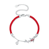 925 Sterling Silver White Gold Plated Enamel CZ Koi 16+6cm Bracelet for Women