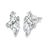 925 Sterling Silver White Gold Plated 1.2 x 0.7 cm Pavé CZ Earrings for Women