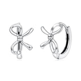 925 Sterling Silver White Gold Plated 1.1 x 0.85 cm Hoop Earrings for Women
