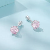 925 Sterling Silver White Gold Plated Pavé CZ 0.6x0.6 cm Earrings for Women