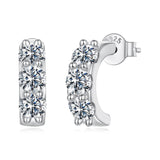925 Sterling Silver White Gold Plated 0.3ct Moissanite 1.3x0.4cm Earrings for Women
