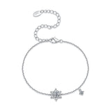 925 Sterling Silver White Gold Plated Moissanite Adjustable 15+6cm Bracelet for Women