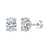 925 Sterling Silver White Gold Plated 1ct Moissanite 0.7x0.5cm Egg-Shaped Earrings for Women