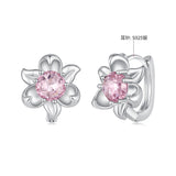 925 Sterling Silver White Gold Plated Transparent Glass 1.4 x 1.2 cm Hoop Earrings for Women