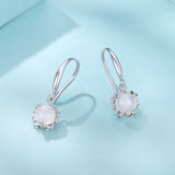 925 Sterling Silver White Gold Plated Natural Moonstone 2.0x0.7cm Earrings for Women