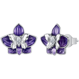 925 Sterling Silver White Gold Plated Enamel Pavé CZ 1.0*1.2cm Earrings for Women