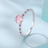 925 Sterling Silver White Gold Plated Pavé CZ 0.6cm Ring Size 6 for Women