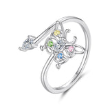 925 Sterling Silver White Gold Plated CZ Pavé Size E Ring for Women