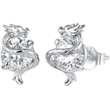 925 Sterling Silver White Gold Plated CZ Pavé Set 1.2 x 0.7 cm Earrings for Women