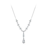 925 Sterling Silver White Gold Plated 1 Carat Moissanite 40+5cm Pavé CZ Necklace for Women