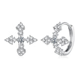 925 Sterling Silver White Gold Plated Moissanite 1.4cm Hoop Earrings for Women