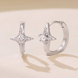 925 Sterling Silver White Gold Plated CZ Pavé 1.5 x 1.0 cm Hoop Earrings for Women