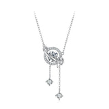 925 Sterling Silver White Gold Plated Moissanite CZ Pavé 40+5cm Necklace for Women