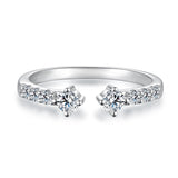 925 Sterling Silver White Gold Plated Size E Moissanite Pavé CZ Ring for Women