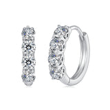 925 Sterling Silver White Gold Plated 0.1ct Moissanite 1.3cm Hoop Earrings for Women