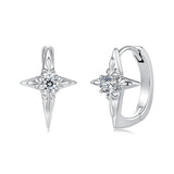 925 Sterling Silver White Gold Plated CZ Pavé 1.5 x 1.0 cm Hoop Earrings for Women