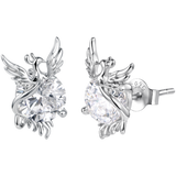 925 Sterling Silver White Gold Plated 1.4x0.9cm Pavé CZ Earrings for Women