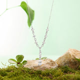 925 Sterling Silver White Gold Plated 1 Carat Moissanite 40+5cm Pavé CZ Necklace for Women