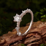 925 Sterling Silver White Gold Plated Size 6 Moissanite Pavé CZ Ring for Women