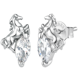 925 Sterling Silver White Gold Plated 1.2 x 0.7 cm Pavé CZ Earrings for Women