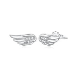 925 Sterling Silver White Gold Plated CZ Pavé Set 0.4x0.9 cm Earrings for Women