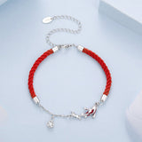 925 Sterling Silver White Gold Plated Enamel CZ Koi 16+6cm Bracelet for Women