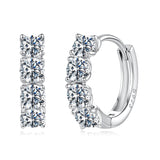 925 Sterling Silver White Gold Plated 0.10 Ct Moissanite CZ 1.1 cm Hoop Earrings for Women
