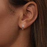 925 Sterling Silver Pave Setting CZ Oxidized Earrings for Women