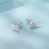 925 Sterling Silver White Gold Plated CZ Pavé Set 0.4x0.9 cm Earrings for Women