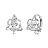 925 Sterling Silver White Gold Plated Pavé CZ 1.5x1.2cm Hoop Earrings for Women