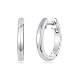925 Sterling Silver White Gold Plated 1.4 x 0.2 cm Hoop Earrings for Women