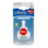 Dr. Brown's Narrow Neck Level 1 Silicone Nipple 2-Pack