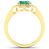 1.87 Carat Genuine Zambian Emerald and White Diamond 14K Yellow Gold Ring